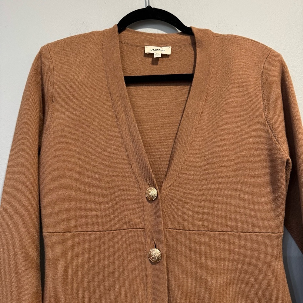 L’AGENCE Breanna Button-Up Sweater Mini Dress V Neck Long Sleeve M - Picture 4 of 8